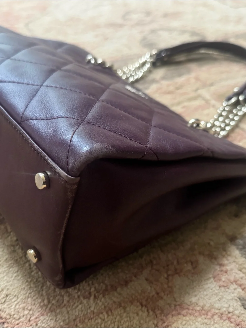 kate spade Quilted burgundy Leather Chain-Handle Shoulder Bag